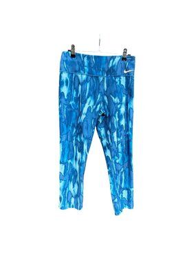Nike Dri-Fit Womens Medium Blue Watercolor Patterned Leggings 1962